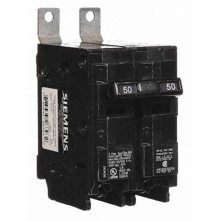 Miniature Circuit Breaker, BL Series, 50A, 2 Pole, 120/240V AC, 22kA at 120/240V AC