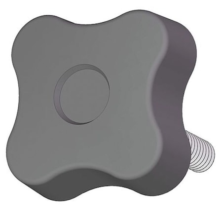 Soft Touch Four Lobe Knob with Screw, 1/4-20 Thread Size, 0.625"L, Steel