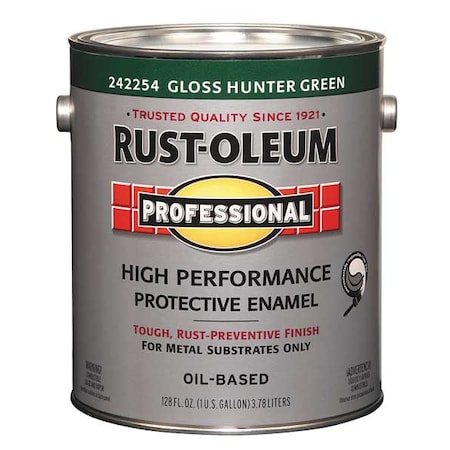 Interior/Exterior Paint, Glossy, Oil Base, Hunter Green, 1 gal