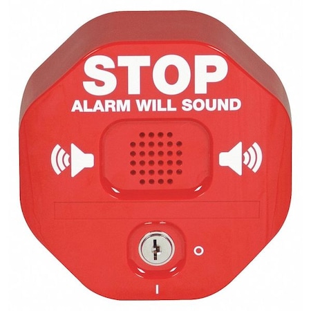 Exit Door Alarm, Key Lock, Audible/Annunciation, Three Minute Piercing Horn, Polycarbonate Material