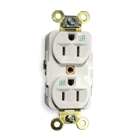 Straight Blade Receptacle, 5-15R, 15 A, 125V AC, 2 Pole, 3 Wire, Flush Mount, Grounded