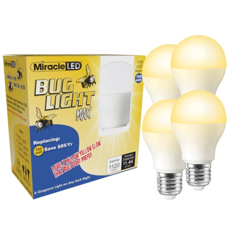 Bug Light MAX Yellow Amber Glow Replace 100w for Porch & Patio,PK4