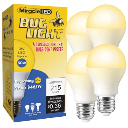3W Low Profile LED Bug Light Amber Glow Replace 50W, PK4