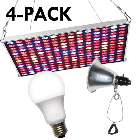 LED Grow Panel & Clamp On LED Full Spectrum Grow Light Kit 12,PK4