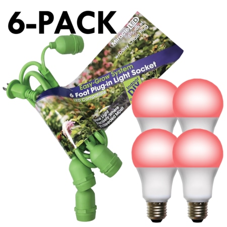 Grow LED Light Cord System 4 Socket & LED Red Grow Light Kit 30 Pcs Kit,PK6