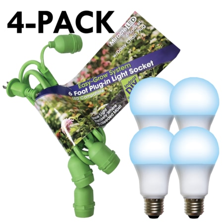 LED Grow Light Cord System 4 Socket & LED Blue Grow Kit Light 20 Pcs Kit, PK4
