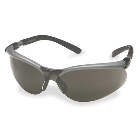 BX, Safety Glasses, Anti-Fog & Anti-Scratch, Gray Lens, Black/Silver Frame, Half-Frame