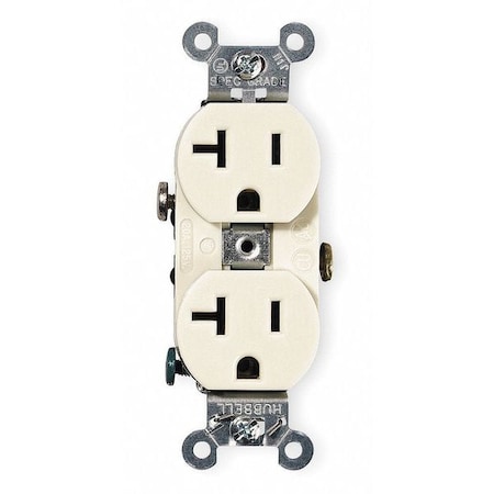 Straight Blade Receptacle, 5-20R, 20 A, 125V AC, 2 Pole, 3 Wire, Flush Mount, Grounded