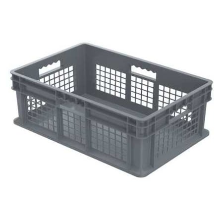 Vented & Stackable Straight Wall Storage Container, 13.3 gal, Gray, Industrial Grade Polymer