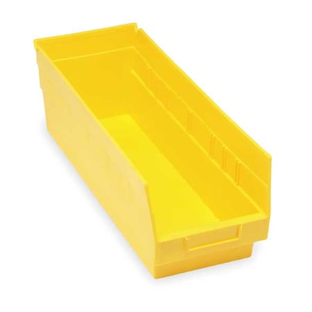 Shelf Storage Bin, Polypropylene, Yellow, 6 in H, 6 5/8 in W, 17 7/8 in L
