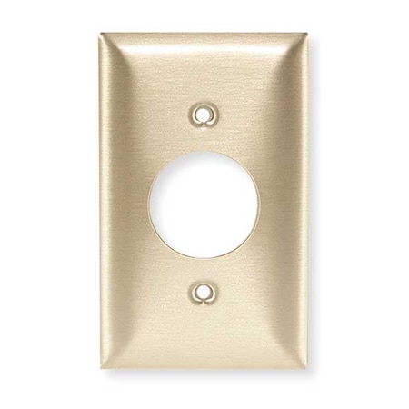 Single Receptacle Wall Plates and Box Cover, Number of Gangs: 1 Brass, Brushed Finish, Brass