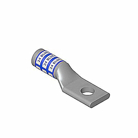 One-Hole Compression Lug, 2/0 AWG Max, 3/8 in Stud, Long Barrel, Aluminum, Olive