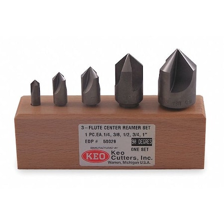 60 deg 3 Flute 5 piece Center Reamer Set CO