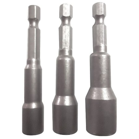 Nutsetter Set,1/4", 5/16", 3/8"Hex,65mmL
