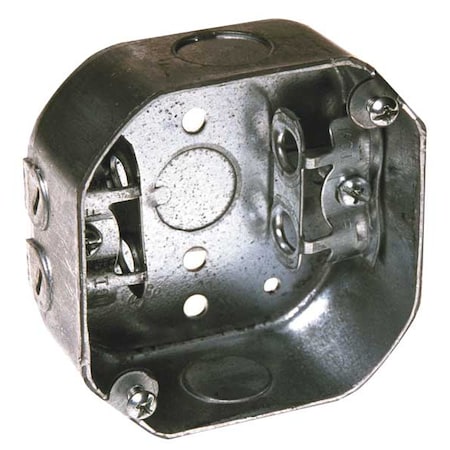 Electrical Box, 15.5 cu in, Octagon Box Type, 2 Gangs, Galvanized Steel, Octagon Shape