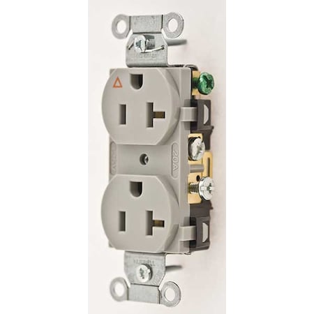 Straight Blade Receptacle, 5-20R, 20 A, 125V AC, 2 Pole, 3 Wire, Flush Mount, Isolated Ground