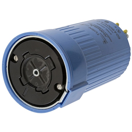 Locking Connector, Non-NEMA, 60 A, 600V AC, Three Phase, 4 Pole, Screw Terminals, Blue