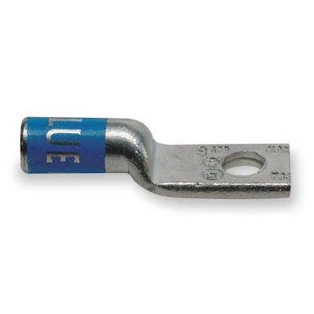 One-Hole Compression Lug, 4 AWG Max, 3/8 in Stud, Long Barrel, Aluminum, Green