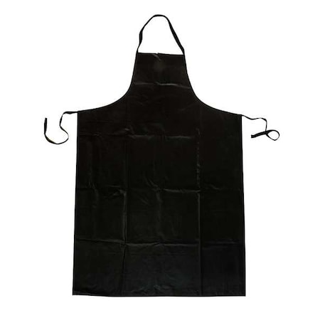 Chemical Resistant Bib Apron, Polyester/SBR Rubber, 16 mil Thick, 45 in L, Black, Universal Size