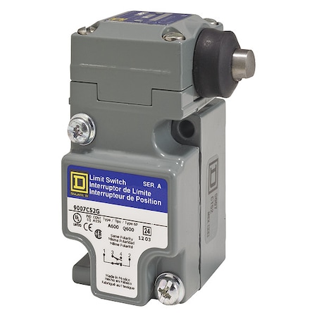 Heavy Duty Limit Switch, Adjustable Push, Rod, 1NC/1NO, 10A at 600V AC, Actuator Location: Side