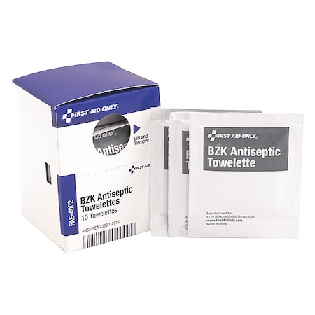 First Aid Kit Refill,BZK Antiseptic Wipes, 10 Per Box