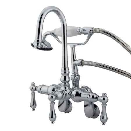Wall-Mount Clawfoot Tub Faucet, Standard, 3-3/8" to 9", 2, Tub Wall Mount, Polished Chrome