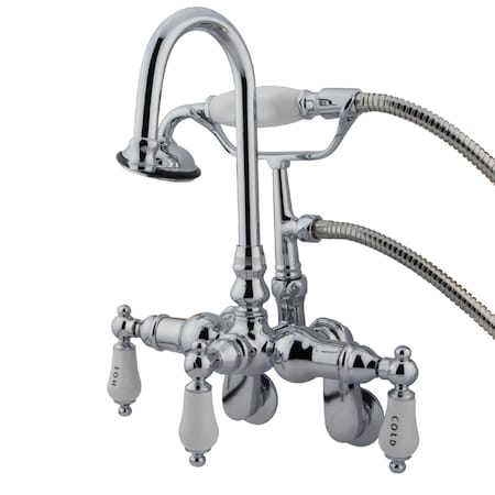Wall-Mount Clawfoot Tub Faucet, Standard, 3-3/8" to 9", 2, Tub Wall Mount, Polished Chrome