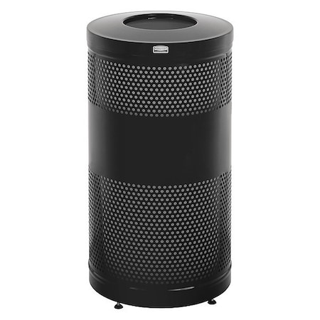 Classics 25 gal Round Outdoor Can, Black, None, Steel, Not Applicable