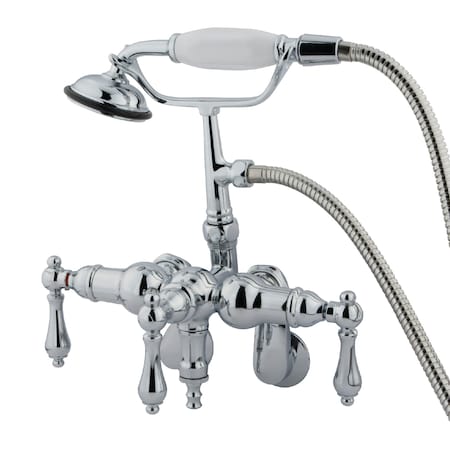 Wall-Mount Clawfoot Tub Faucet, Standard, 3-3/8" to 9", 2, Tub Wall Mount, Polished Chrome