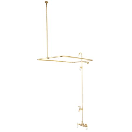Wall-Mount Clawfoot Tub Faucet, Standard, 3-3/8", 2, Tub Wall Mount, Polished Brass