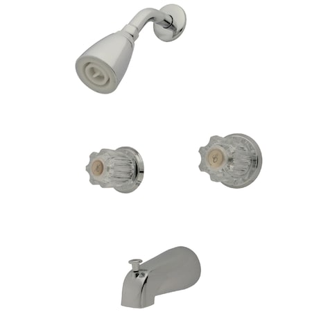 Tub and Shower Faucet, Polished Chrome, Wall Mount