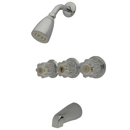 Tub and Shower Faucet, Standard, 5, Wall Mount, Polished Chrome