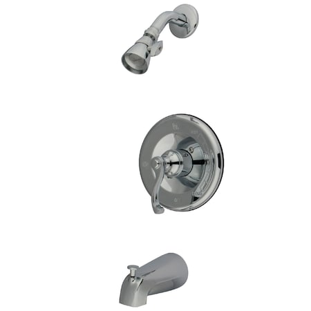 Tub and Shower Faucet, Standard, 3, Wall Mount, Polished Chrome