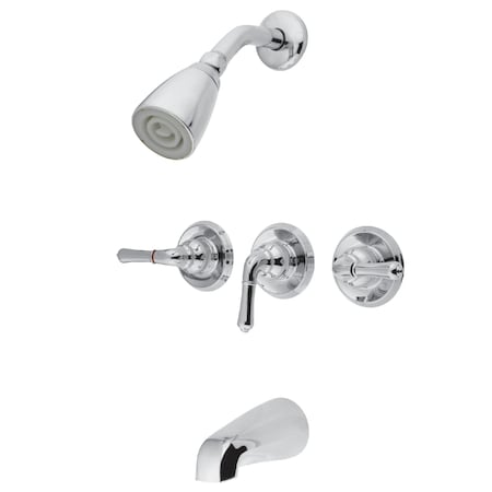 Tub and Shower Faucet, Polished Chrome, Wall Mount