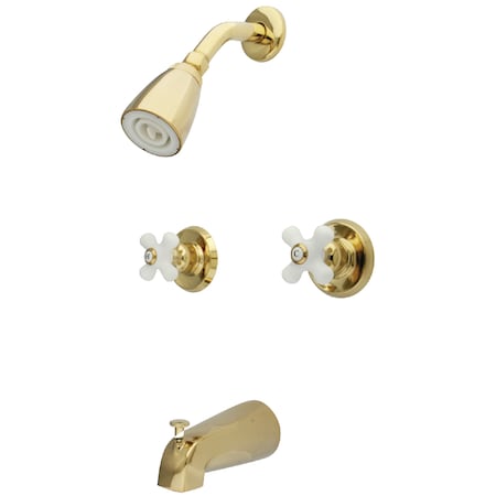 KB242PX Tub & Shower Faucet Porcelain Cross Handles