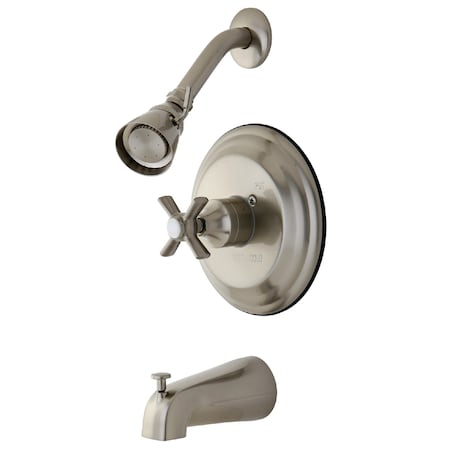 Tub and Shower Faucet, Standard, 3, Wall Mount, Brushed Nickel