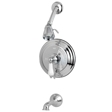 Tub and Shower Faucet, Standard, 3, Wall Mount, Polished Chrome