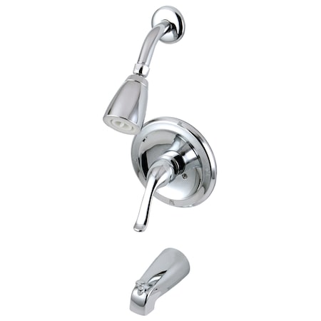 Tub and Shower Faucet, Polished Chrome, Wall Mount