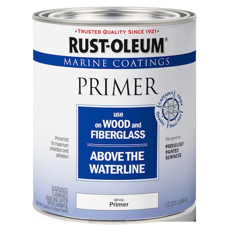Marine Coatings Wood and Fiberglass Primer, Flat, White, 1 Quart