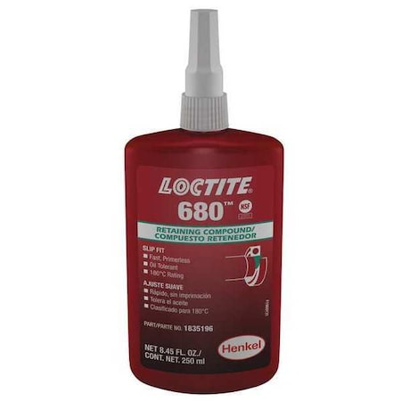 Retaining Compound, 680 Series, Green, Liquid, High Strength, 250 mL Bottle