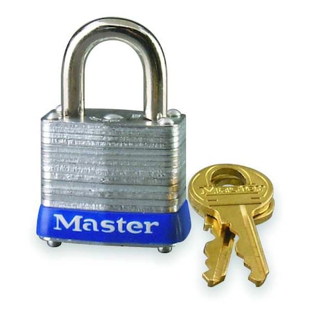 Padlock, Keyed Alike, Standard Shackle, Rectangular Steel Body, Steel Shackle, 1/2 in W