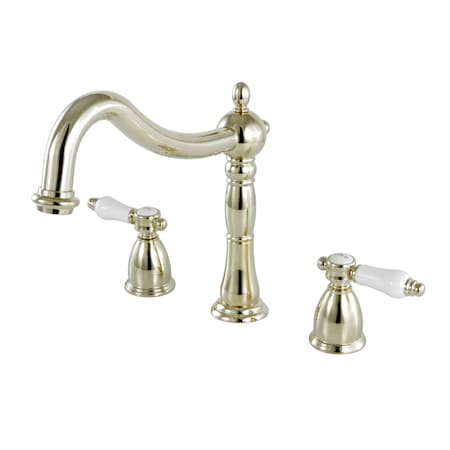 Roman Tub Faucet, Polished Brass, Deck Mount
