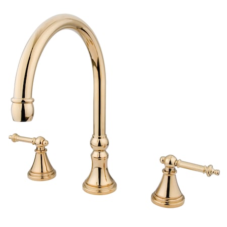 Roman Tub Faucet, Polished Brass, Deck Mount