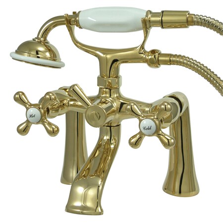 Deck-Mount Clawfoot Tub Faucet, Polished Brass, Deck Mount