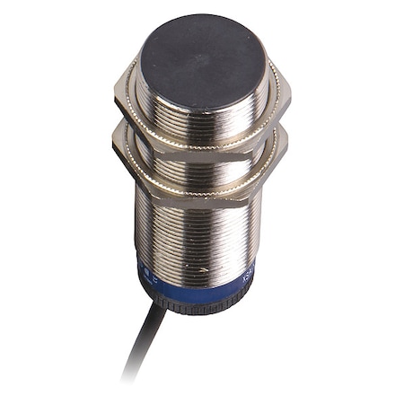 Cylindrical, Inductive Proximity Sensor, 36 mm Dia., Brass, 2 m, Bare Wire, 3 Wires, Shielded