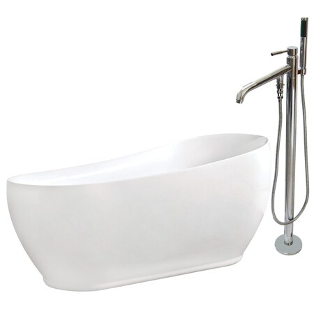 KTRS723432A1 71" Acrylic Freestanding Tu, 70.875" L, 33.4375" W, White/Polished Chrome, Acrylic