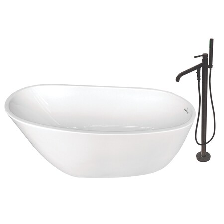 KTRS592928A5 59" Acrylic Freestanding Tu, 59.0625" L, 28.5625" W, White/Oil Rubbed Bronze, Acrylic
