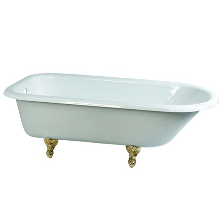 NHVCTND673123T2 66" Cast Iron Roll Top C, 66" L, 31.13" W, White/Polished Brass, Cast Iron/Brass