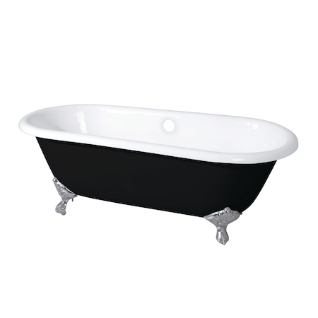 VBTND663013NB8 66" Double Ended Clawfoot, 66" L, 30" W, Black/White/Brushed Nickel, Cast iron