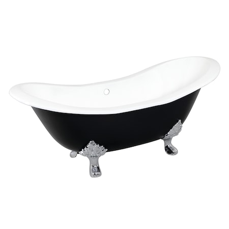 VBTND7231NC1 72" Double Slipper Clawfoot, 72.06" L, 30.88" W, Black/White/Polished Chrome, Center